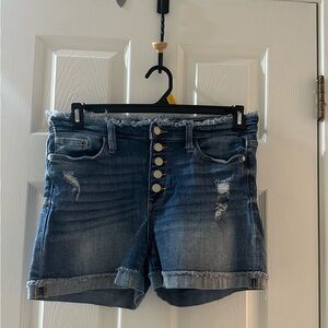 Judy Blue Distressed Dark Blue Jean Shorts